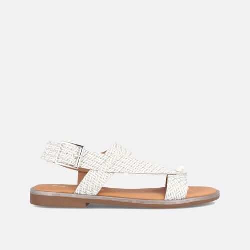 SANDALIAS PARA MUJER PLANA ESTILO ROMANO AURA BLANCO