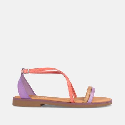 FLAT SANDALS FOR WOMEN IN BEGOÑA MULTILAVENDER LEATHER