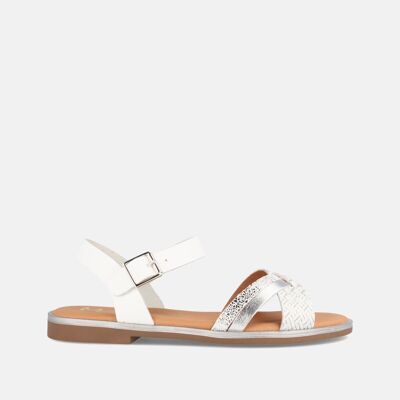 WOMEN'S FLAT LEATHER SANDALS IVANA WHITE