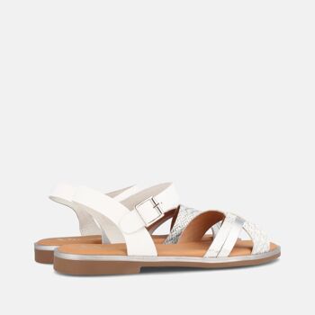 SANDALES PLATES EN CUIR POUR FEMME IVANA BLANC 3