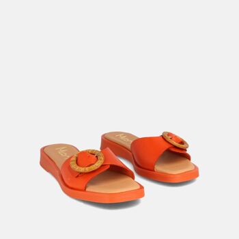 SANDALE PLATE FEMME TYPE SABOTS EN CUIR AYELEN ORANGE 3