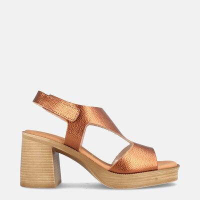 WOMEN'S LEATHER SANDAL WITH HIGH HEEL BABANE TERRACOTTA