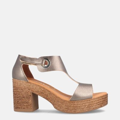 WOMEN'S SANDALS WITH HEEL AND PLATFORM IN BERLIN STEEL LEATHER