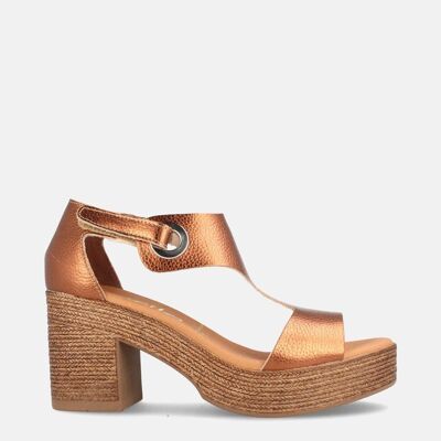 WOMEN'S SANDALS WITH HEEL AND PLATFORM IN BERLIN TERRACOTA LEATHER