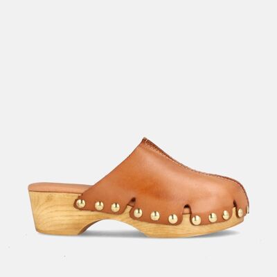 WOMEN'S LEATHER CLOGS WITH LOW HEEL CLAUDIA AVELLANA