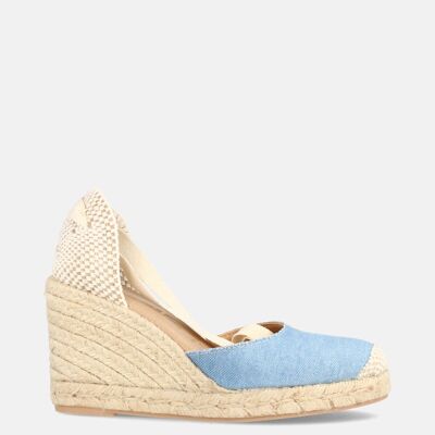 WOMEN'S JUTE WITH HALF KABUL WEDGE IN DENIM FABRIC