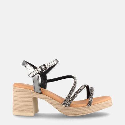 WOMEN'S LEATHER SANDAL WITH HIGH HEEL MONRO ACERO