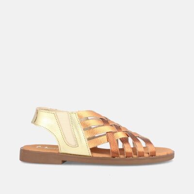 WOMEN'S FLAT SANDAL IN POPPY TERRACOTTA LEATHER