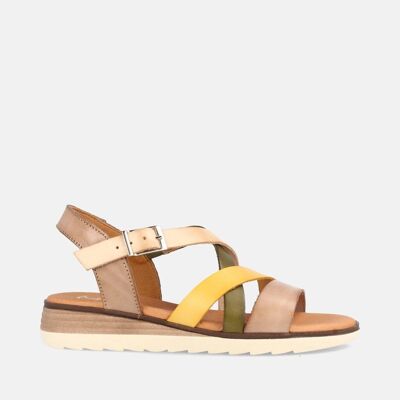 WOMEN'S RENATA COMBI LINEN LEATHER SANDAL