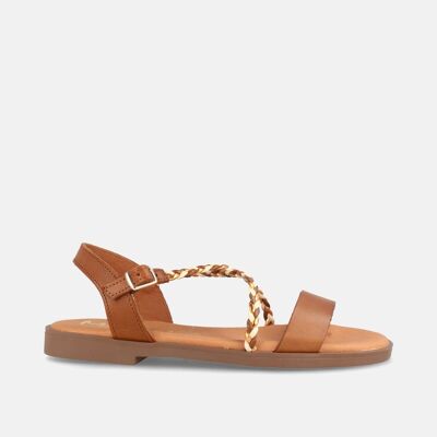 WOMEN'S FLAT SANDAL IN OSLO HAZELNUT LEATHER