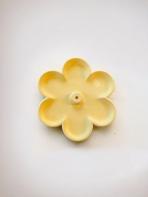 Porte Encens Flower Power Jaune