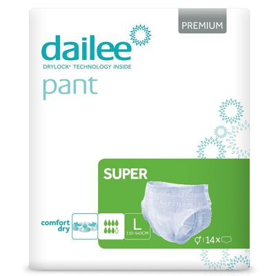 Dailee Pants Super - 90x Couches-culottes - Serviettes pour incontinence urinaire pour adultes et personnes âgées