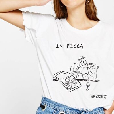 T-Shirt "In Pizza we crust"__L / Bianco