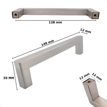 Poignée de meuble / Poignée de cuisine Dallas 128 mm en acier inoxydable 2