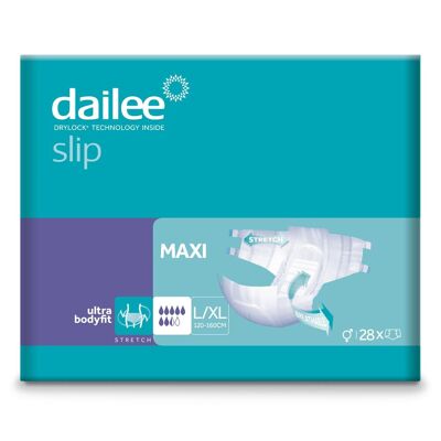 Dailee Slip Maxi - 112x couches pour adultes et personnes âgées - Serviettes pour incontinence urinaire avec fermeture auto-agrippante