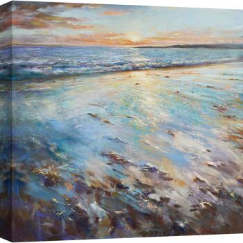 Peinture de paysage, impression sur toile : In Whatmore, Coucher de soleil sur la plage 1