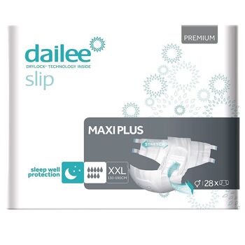 Dailee Slip Maxi Plus - Couches pour adultes et personnes âgées - Serviettes hygiéniques pour incontinence urinaire avec fermeture auto-agrippante 1