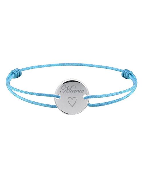 Bracelet MAMIE Réglable - Cordon Tissu et Médaille Argent 925