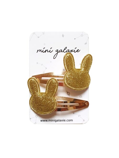 Barrettes enfant lot de 2 - lapin or paillettes 🐰