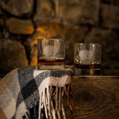 2 bicchieri di vetro - Mucca delle Highland