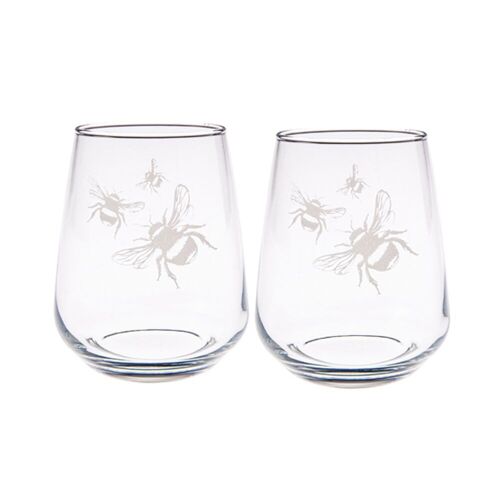 2 Stemless Glasses - Bee