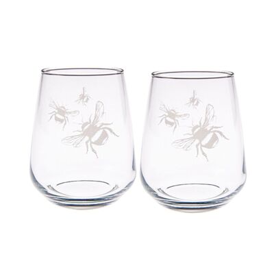 2 Stemless Glasses - Bee