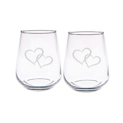 2 Gläser ohne Stiel – Liebesherzen