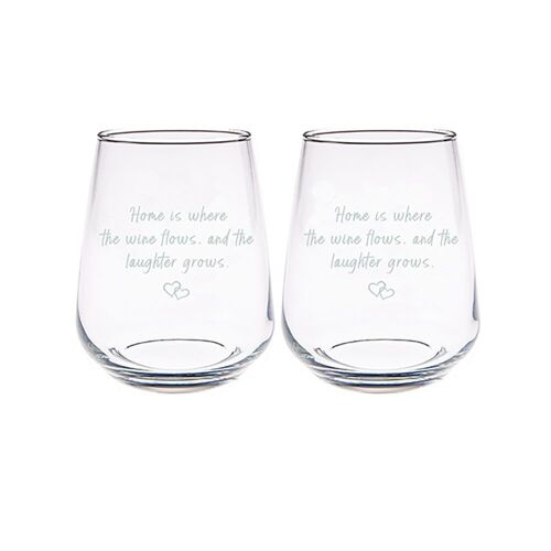 2 Stemless Glasses - Wine & Laughter