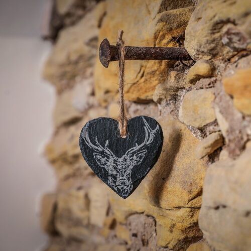 Slate Decoration -Heart - Stag