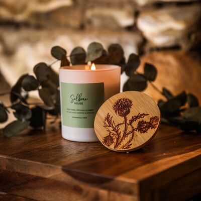 White Candle - Fresh Fennel, Patchouli & Carrot - Thistle Trio