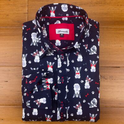 Grenouille Long Sleeve French Bulldog Print Shirt