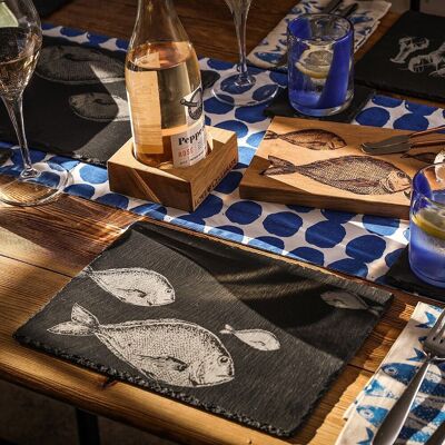 2 Slate Place Mats - Fish Repeat