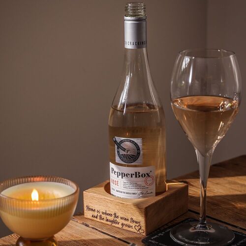 Oak Wine Bottle Coaster - Home is Where the Wine Flows