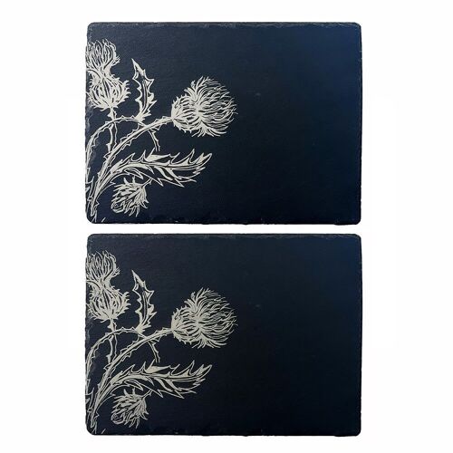 2 Slate Place Mats - Thistle Trio