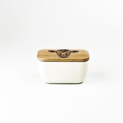 White Butter Dish - Jersey Cow
