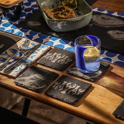 4 Slate Coasters - Lobster Mix