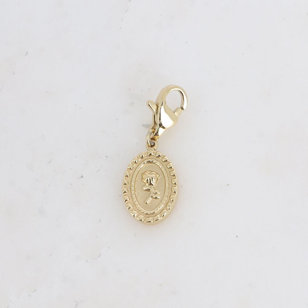 Charm Rosatli – ovaler Anhänger, gravierte Rose