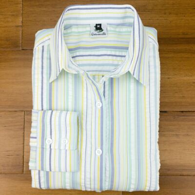 Grenouille Long Sleeve Green, Yellow & Purple Stripe Shirt