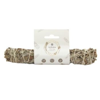 Purification Sauge Blanche Smudge Stick 15 cm avec Étiquette 1