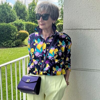 Camicia Grenouille a maniche lunghe con stampa lavanda e limone nera