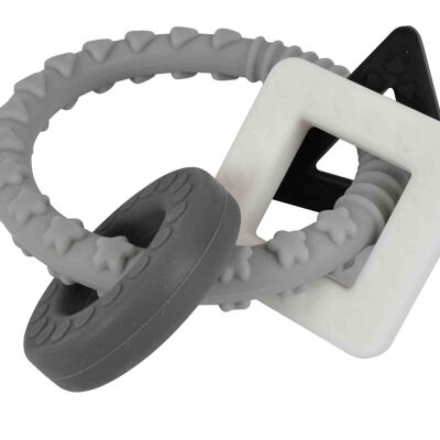 Anneau de dentition en silicone LFGB en gris et noir