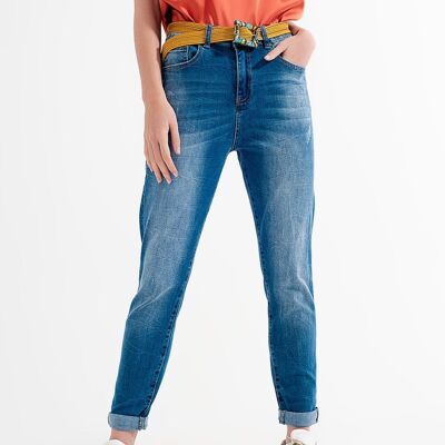 Jeans skinny in lavaggio blu con abrasioni