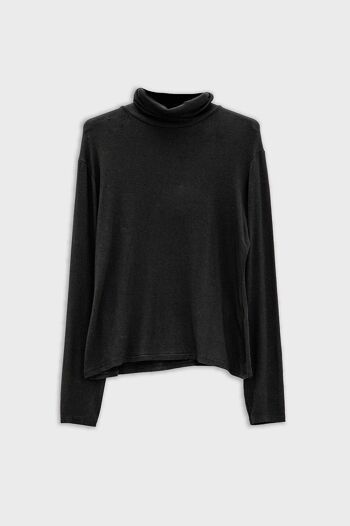 Haut de manga long avec cuello alto en modal negro 1