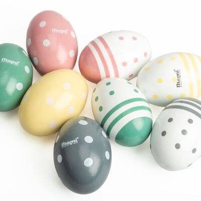 Shaker eggs with dots and stripes