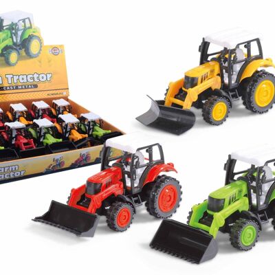 Tractor with loader, pull back, 3 assorted