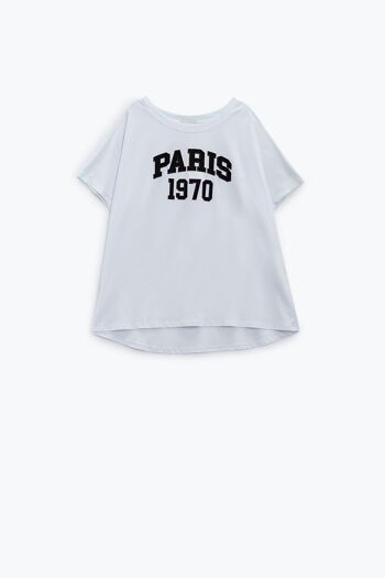 Camiseta oversize blanca estampada paris 1970 en negro 6