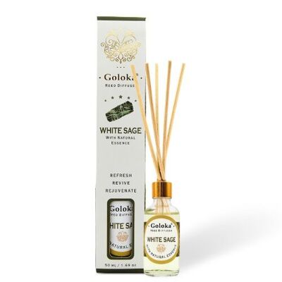 Goloka Salvia Bianca Confezione da 50 ml con diffusore a bastoncini