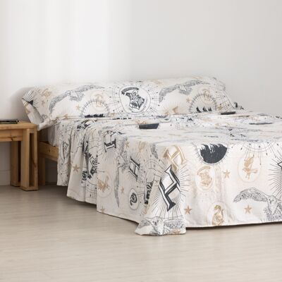 Ensemble de draps en flanelle 100 % coton beige doré HPotter