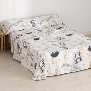 Ensemble de draps en flanelle 100 % coton beige doré HPotter 17