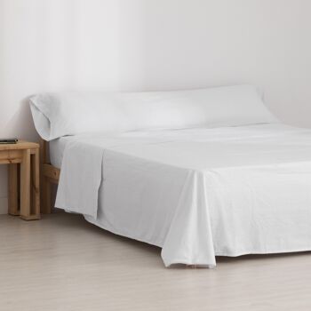 Ensemble de draps en flanelle blanche 100% coton 9